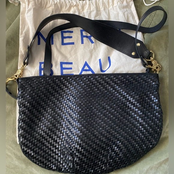 Clare V Moyen Messenger in Black Leather Zig Zag - Picture 3 of 6